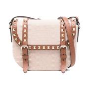 Rockstud Small Messenger Tas Valentino Garavani , Beige , Dames