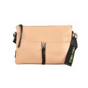 Athena Leren Schoudertas met Compartimenten Rebelle , Beige , Dames