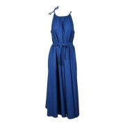 Katoenen jurk met riem en zakken Max Mara Weekend , Blue , Dames