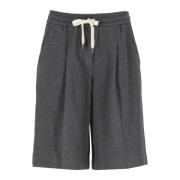 Grijze Katoenen Bermuda Shorts Elastische Taille Brunello Cucinelli , ...