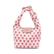 Roze Bloemen Canvas Schoudertas Longchamp , Pink , Dames