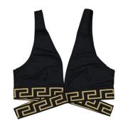 Gekruiste Greca Bikini Top Versace , Black , Dames