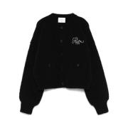 Zwarte Crew Neck Sweater met Zakken Frame , Black , Dames