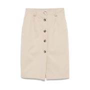 Beige Rok met Knoopsluiting en Zakken Anine Bing , Beige , Dames