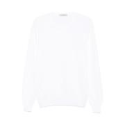 Witte Geribbelde Crew Neck Sweater La Fileria , White , Heren