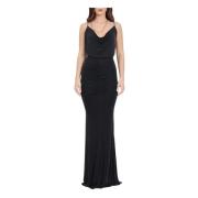 Gerimpelde Lange Jurk met Ritssluiting Elisabetta Franchi , Black , Da...