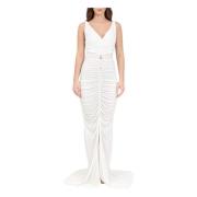 Gerimpelde Lange Jurk met Ritssluiting Elisabetta Franchi , White , Da...