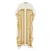 Witte Schatdruk Mouwloze Jurk Versace , White , Dames