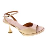 Nude Leren Kruisband Sandalen Angel Alarcon , Pink , Dames