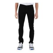 Skinny Fit Gebruikte Jeans met Metalen Logo Dondup , Black , Heren