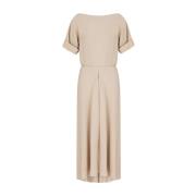 Beige Zijden Georgette Boothals Jurk Giorgio Armani , Beige , Dames