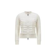 Wollen Cardigan met Ritssluiting en Padding Moncler , White , Dames