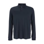 Zwarte Poloshirt Klassieke Kraag Lange Mouwen Theory , Black , Heren