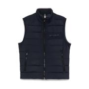 Navy Blue Mouwloos Logo Print Vest Hugo Boss , Blue , Heren