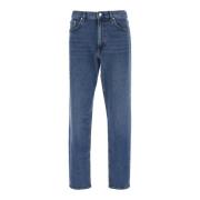 Blauwe Denim Jeans met Logo Patch Theory , Blue , Heren