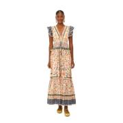 Superbloom Maxi Jurk met V-hals Farm Rio , Multicolor , Dames