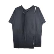 Zwart Cut-Out Korte Mouw T-shirt Yohji Yamamoto , Black , Heren