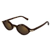 Geometrische Godron Zonnebril in Havana Bruin Cartier , Brown , Unisex