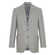 Zijde/Wol Blazer met 2 Knopen Canali , Gray , Heren