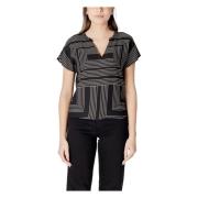 Moderne Geometrische V-Hals T-Shirt Jacqueline de Yong , Black , Dames