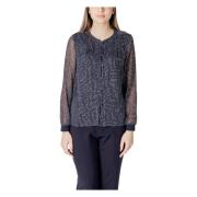 Blauwe Polka Dot Knoopblouse Street One , Blue , Dames