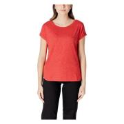 Rode Korte Mouw T-shirt Ichi , Red , Dames