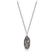 Men's Silver Necklace with Our Lady of Guadalupe Pendant Nialaya , Gra...