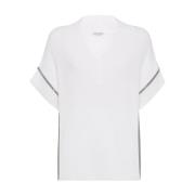 V-hals trui korte mouw lichtgewicht breisel Brunello Cucinelli , White...