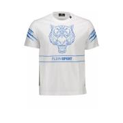 Wit Katoenen Heren T-Shirt Plein Sport , White , Heren