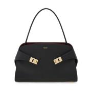 Zwarte Lamsvacht Gancini Handtas Salvatore Ferragamo , Black , Dames