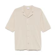 Beige Camp Kraag Shirt Korte Mouwen Aspesi , Beige , Heren