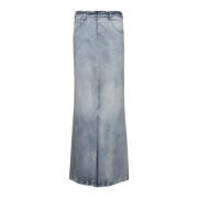 Blauwe Flared Rok met Contrasterende Inzet Maison Margiela , Blue , Da...