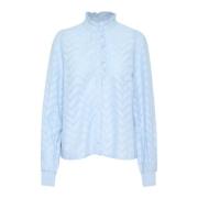 Elegante Chambray Blouse met Pofmouwen Kaffe , Blue , Dames