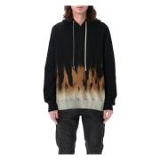 Zwart Vlammen Gebreide Oversized Hoodie Rick Owens , Black , Heren