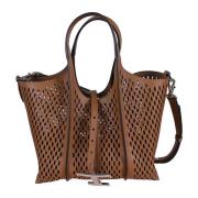 Geperforeerde leren handtas in Kenya Tod's , Brown , Dames