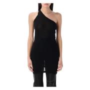 One Shoulder Tank Zwart Topwear Rick Owens , Black , Dames