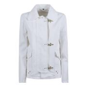 Witte Katoenen Jas met Rafelige Afwerking Fay , White , Dames