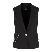 Zwarte V-hals jas met kettingzak Armani Exchange , Black , Dames