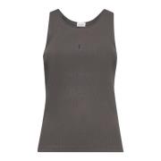 Grijze Katoenen Tanktop met Cassandre Borduursel Saint Laurent , Gray ...