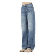 Blauwe Denim Straight Leg Jeans Armani Exchange , Blue , Dames