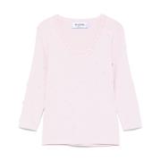 Roze Gebreide Trui Scoop Hals Blugirl , Pink , Dames