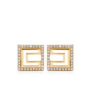 Goudkleurige Logo Oorbellen Set Elisabetta Franchi , Yellow , Dames