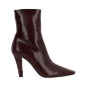 Bordeaux Leren Ritslaarzen Saint Laurent , Brown , Dames