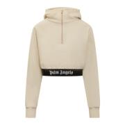 Logo Tape Zip Hoody Palm Angels , Beige , Dames