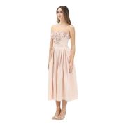 Roze Off-Shoulder Midi Jurk met Rozen Elisabetta Franchi , Pink , Dame...