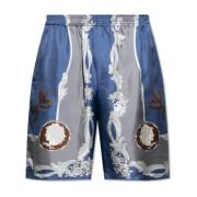 Zijden shorts met Medusa Cameo-print Versace , Blue , Heren