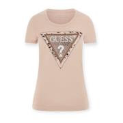 Katoenen T-shirt Guess , Beige , Dames