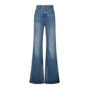 Blauwe Flare Denim Jeans Ami Paris , Blue , Dames