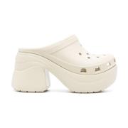 Witte Siren Clog Hak Sandalen Crocs , Beige , Dames