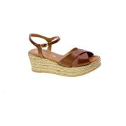 Leren Cross Strap Sleehak Sandalen Unisa , Brown , Dames